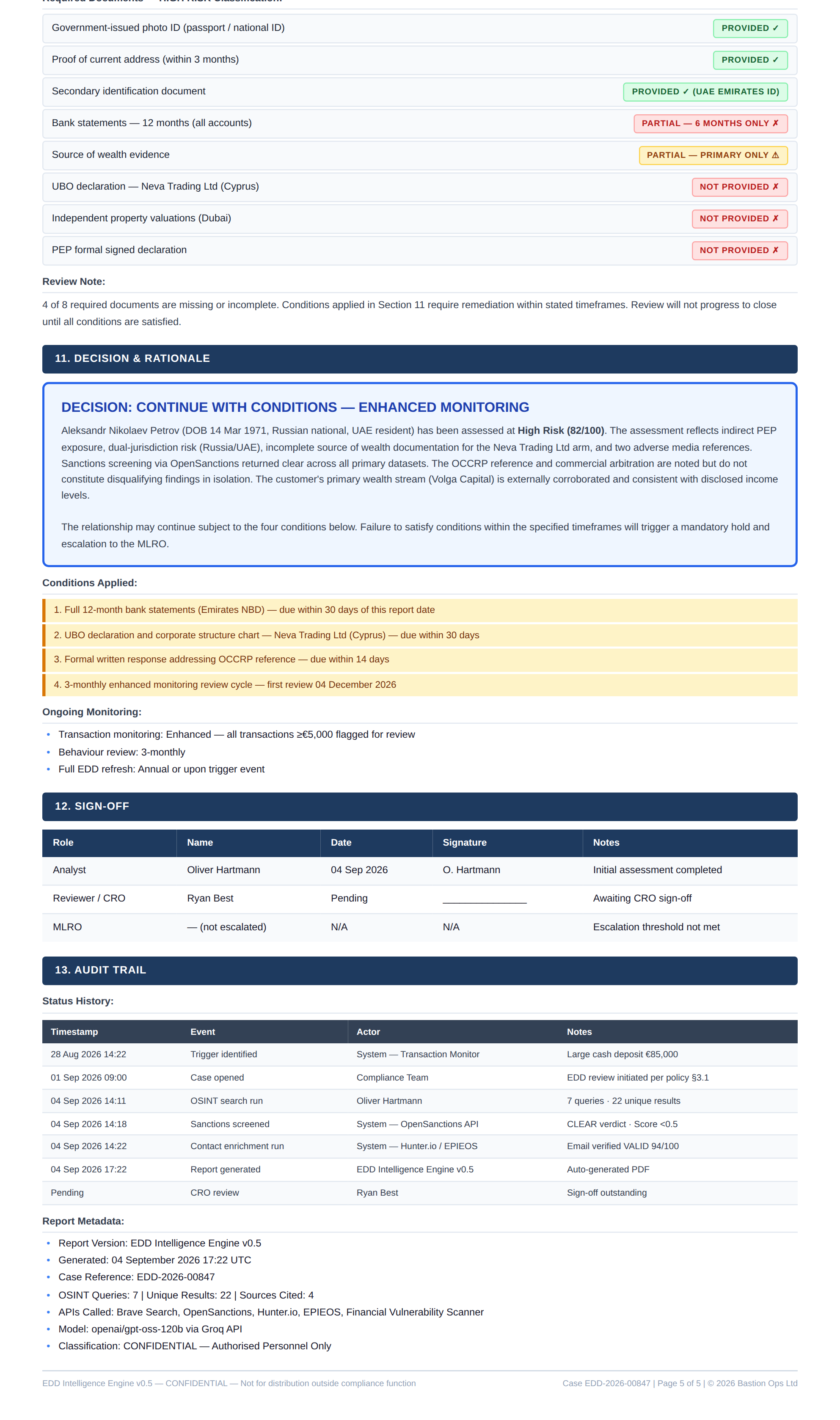 EDD Report — Risk & Decision